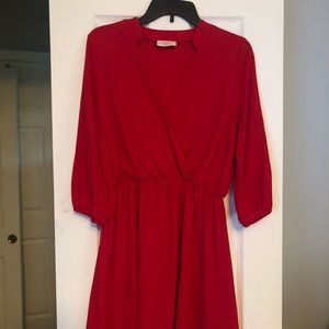 Red V Neck Dress
